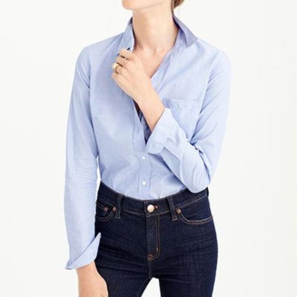J. Crew Tops - J. Crew Women's Blue Button Front Classic Fit Boy Shirt Size 8